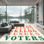 Bold Red Orange Alphabet Collage Rug