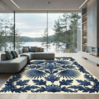 Indigo Botanical Palm Leaf Symmetry Rug