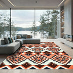 Coral Diamond Tribal Sunburst Rug