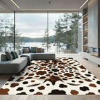 Brown and White Spotted Highland Cow Rug