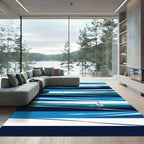 Abstract Blue Nautical Sailing Landscape Rug