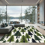 Modern Forest Evergreen Pine Tree Rug