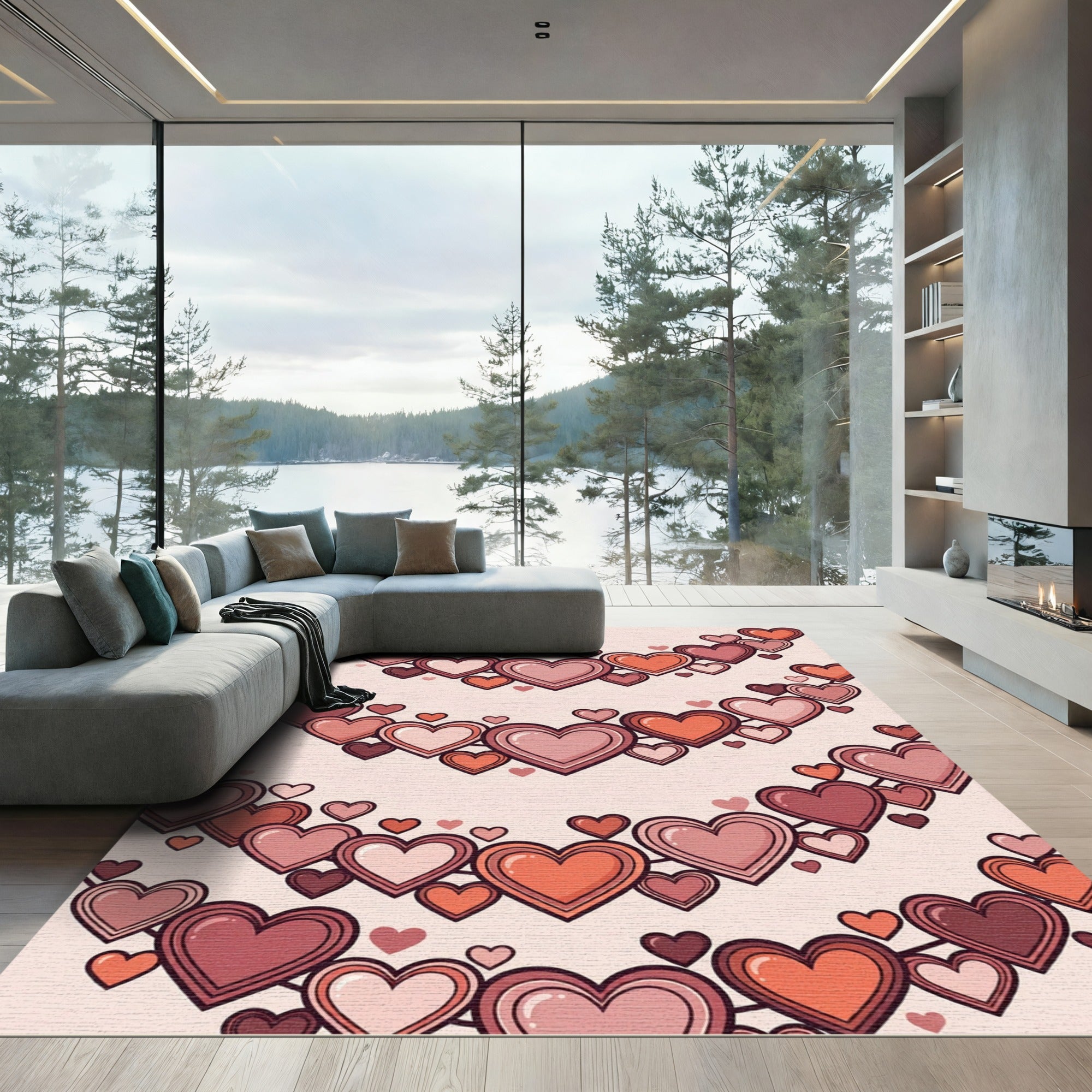 Sweet Pink Heart Garland Rug