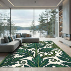 Lush Emerald Acanthus Leaf Scrollwork Rug