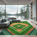 Modern Minimalist Green Baseball Field Rug