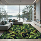 Lush Botanical Fern Forest Vines Rug