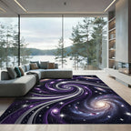 Cosmic Purple Galaxy Swirl Celestial Rug
