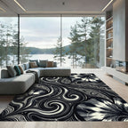 Monochromatic Swirl Tie Dye Composition Rug