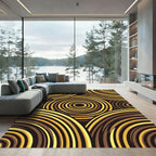 Golden Brown Concentric Circles Rug
