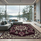 Ornate Burgundy Floral Medallion Chain Rug