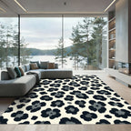 Modern Black and Gray Leopard Spot Rug