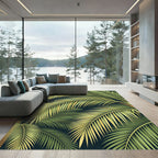 Lush Green Palm Fronds Verdant Background Rug