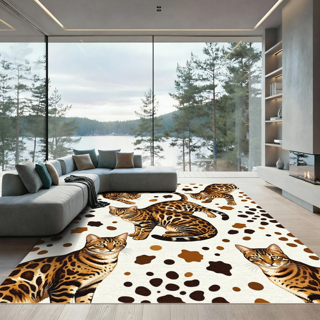 Exotic Bengal Cat Spotted Animal Art Rug
