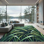 Lush Green Rain Kissed Grain Waves Rug