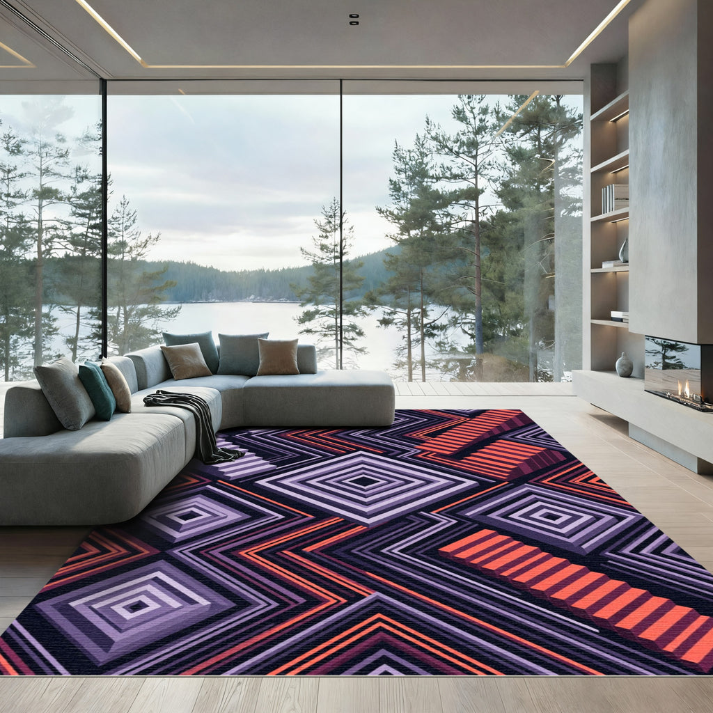 Geometric Illusion Abstract Stair Rug
