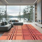 Terracotta Geometric Grid Composition Rug