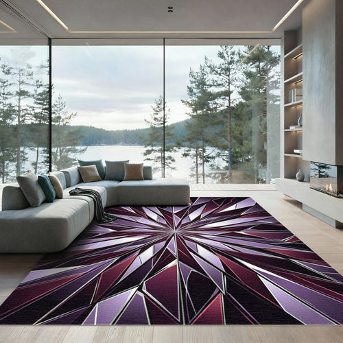 Amethyst Shattered Glass Geometric Star Rug