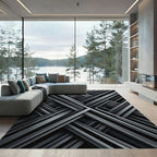 Monochromatic Geometric Intersecting Linear Art Rug