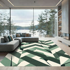 Modern Sage Green Geometric Chevron Rug