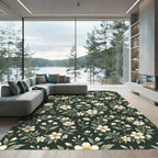 Dark Forest Floral Wreath Meadow Rug