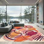 Bold Abstract Swirls Orange Plum Rug
