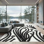 Monochromatic Outline Floral Spray Rug
