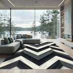 Monochromatic Geometric Chevron Layers Rug