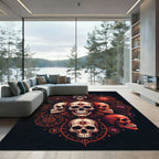 Gothic Crimson Occult Skulls Celestial Area Rug