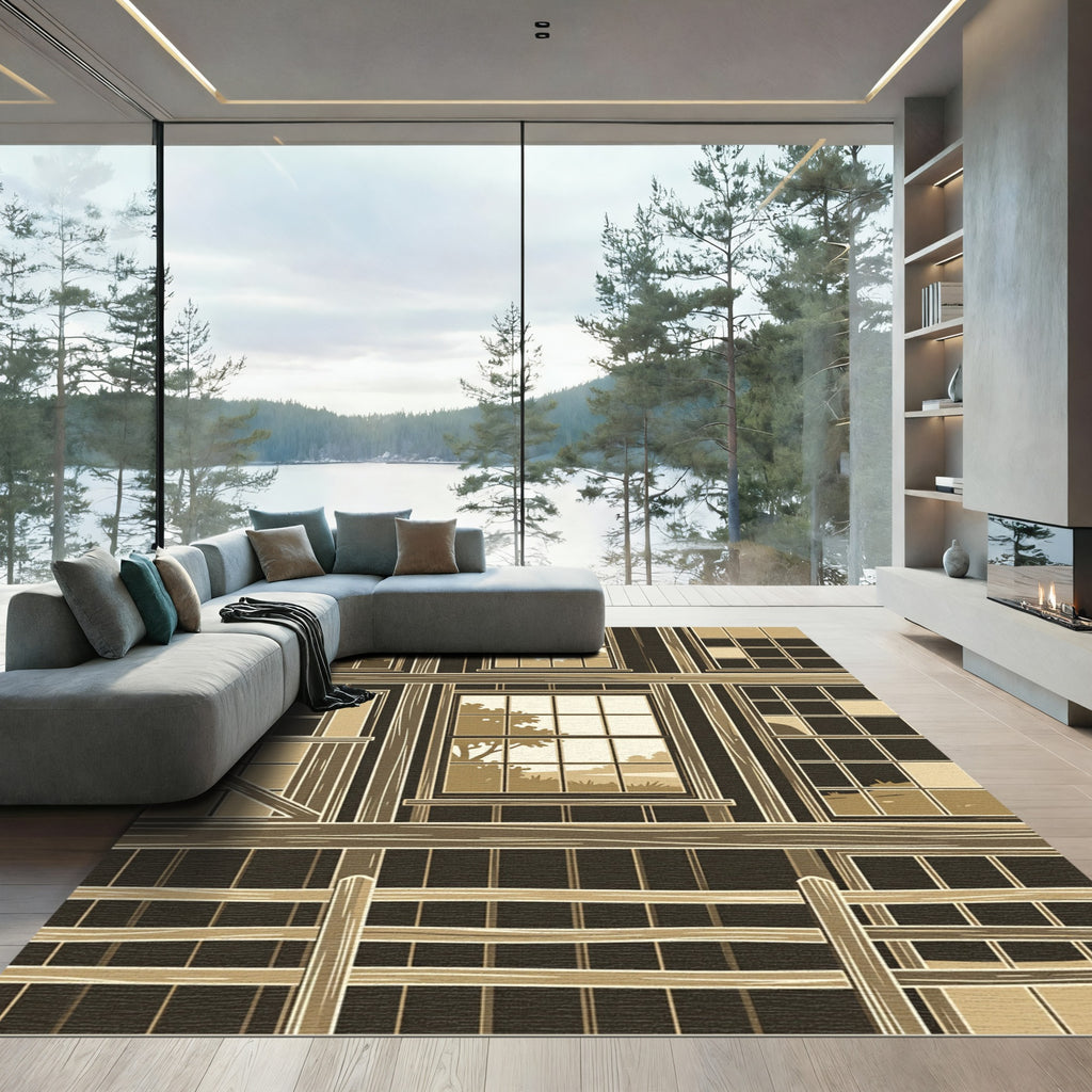 Sepia Toned Architectural Window Vista Rug