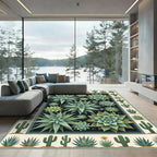 Botanical Succulent Desert Cactus Rug