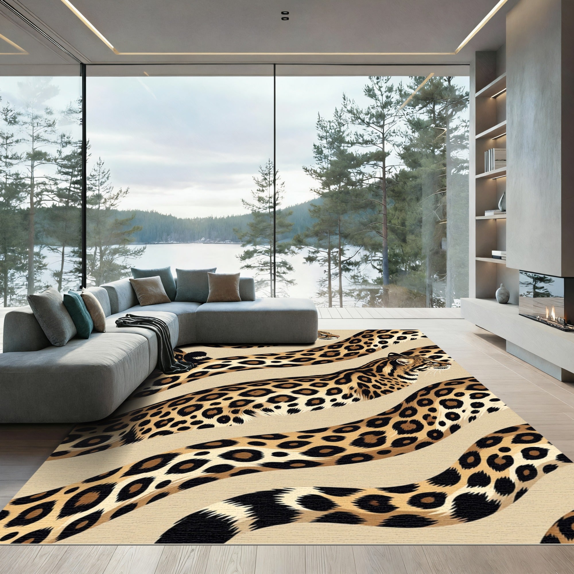 Wild Ocelot Spotted Serpentine Beige Rug