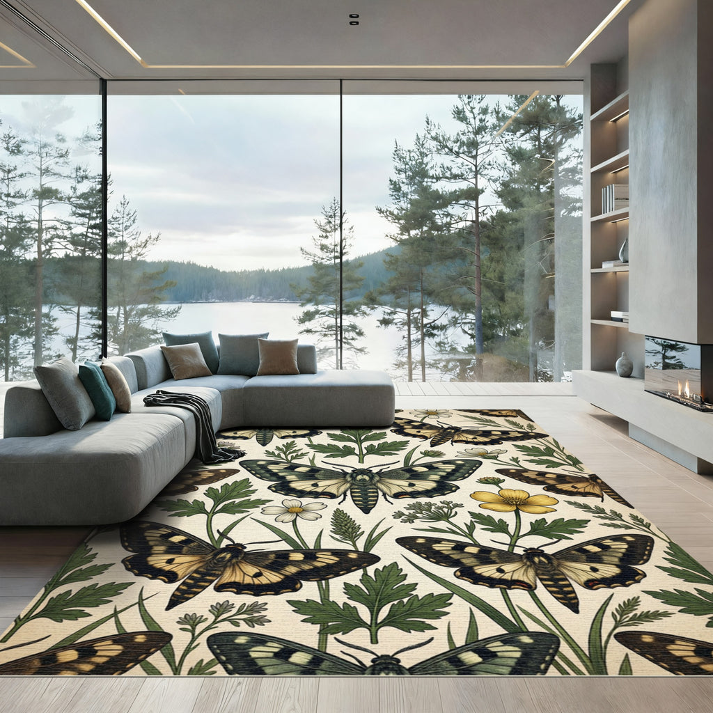 Botanical Moths and Wildflower Meadow Rug
