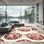 Cozy Sleeping Kitten Peach Tabby Illustration Rug