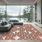 Minimalist Terracotta Geometric Lattice Rug