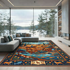 Hunting Scene With Lions And Deer Rug