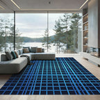 Electric Blue Geometric Lattice Rug