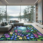 Midnight Wisteria and Morning Glory Garden Rug