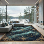 Celestial Golden Compass Star Chart Rug