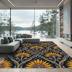Golden Lotus Damask with Silver Foliage Rug