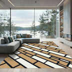 Modern Beige White Geometric Arrangement Rug