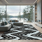 Sharp Black White Chevron Zigzag Rug