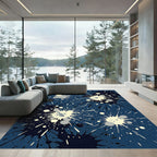 Navy Blue Cosmic Splatter Abstract Art Rug