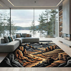 Earthy Canyon Scene Jagged Peaks Rug