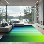 Lush Ombre Teal and Lime Striped Rug