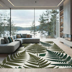 Forest Green Fern Leaf Overlay Rug