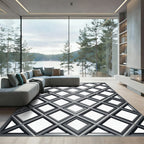 Modern Gray Diamond Lattice Graphic Rug