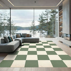 Sage and Cream Checkerboard Grid Rug