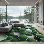 Emerald Geometric Hexagon Layered Art Rug