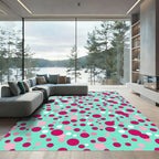 Aquamarine Pink White Polka Dot Scatter Rug