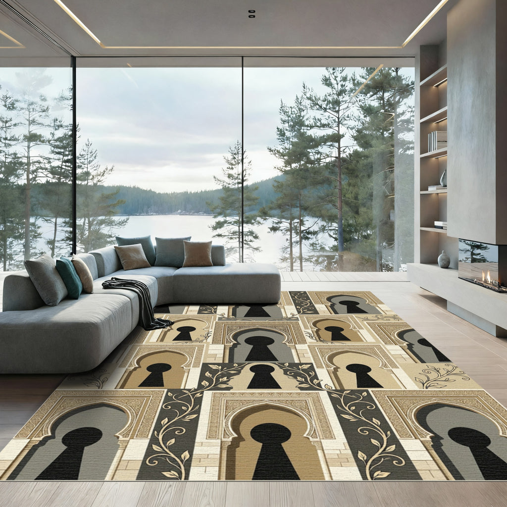 Architectural Keyhole Arch Pattern Rug